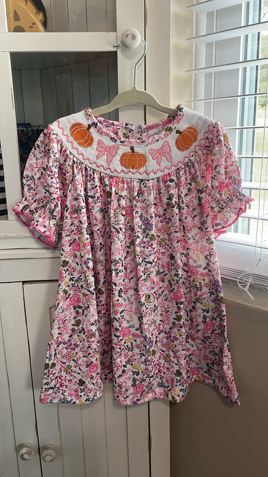 New Floral, Pumpkin & Bows Embroidery Dress (RFD)